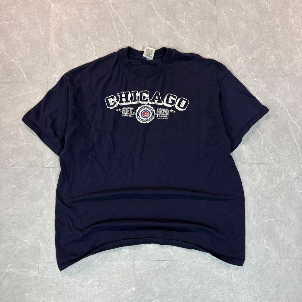 Dynasty Chicago Cubs Graphic T-Shirt 2XL Navy Blue MLB‎ Baseball 2004 Distressed